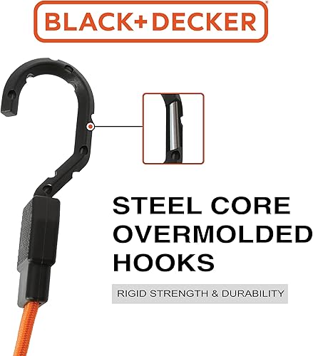 Miniatura 3 de Black+Decker BDX1011 - Correas elásticas planas de 36 pulgadas, color negronaranja, paquete de 2