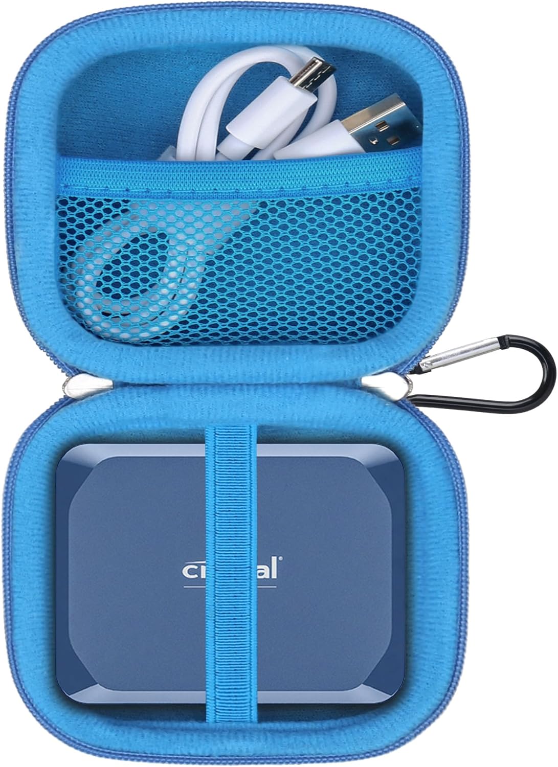 Lacdo Hard Drive Carrying Case for Crucial X10 / Crucial X9 / X9 Pro / X10 Pro Portable SSD 1TB 2TB 4TB 6TB 8TB External Solid State Drive, Hard EVA Shockproof Water Repellent Storage Travel Bag, Blue