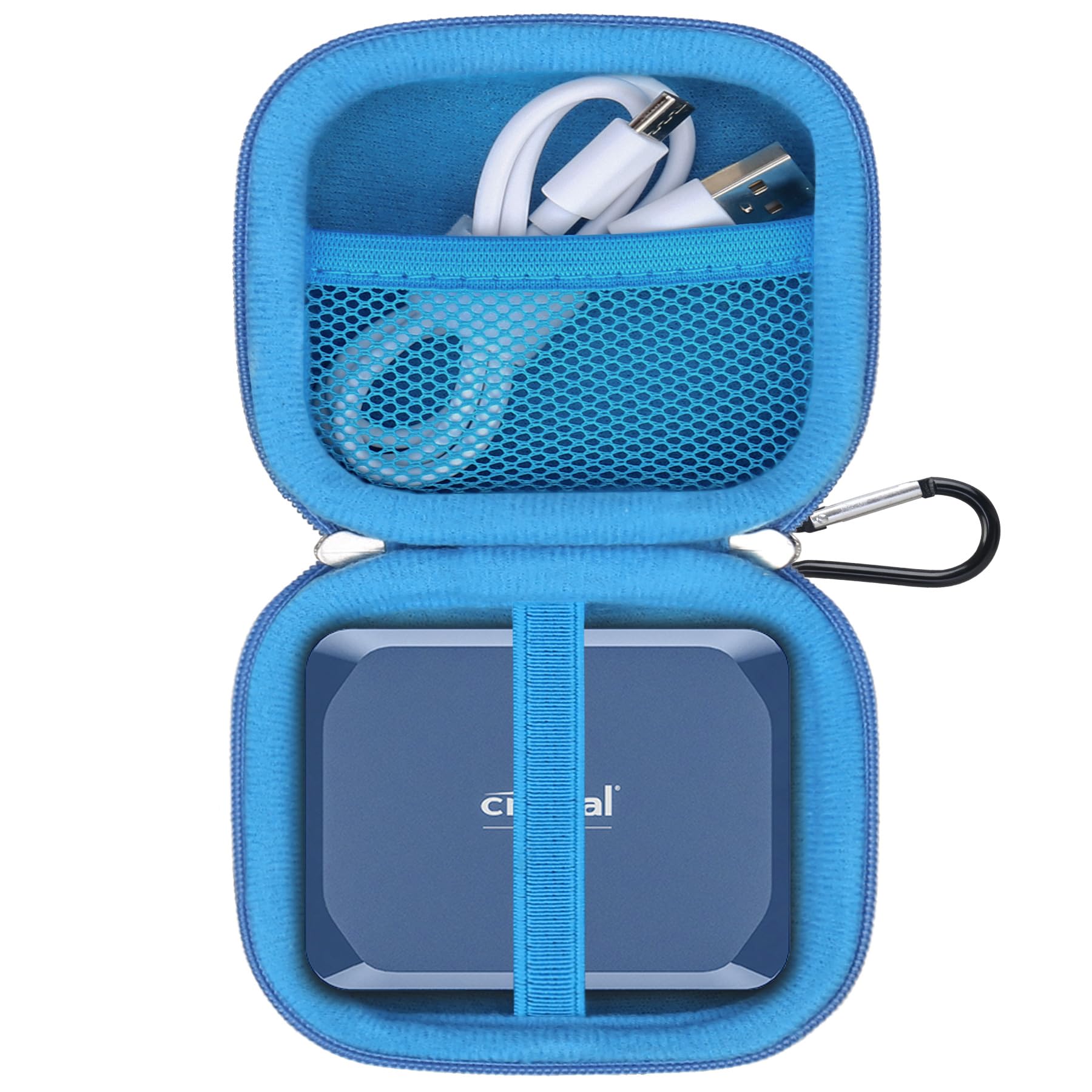 Lacdo Hard Drive Carrying Case for Crucial X10 / Crucial X9 Pro / X9 / X10 Pro SSD 1TB 2TB 4TB 6TB 8TB Portable External Solid State Drive, Hard EVA Shockproof Water Repellent Storage Travel Bag, Blue-image-7