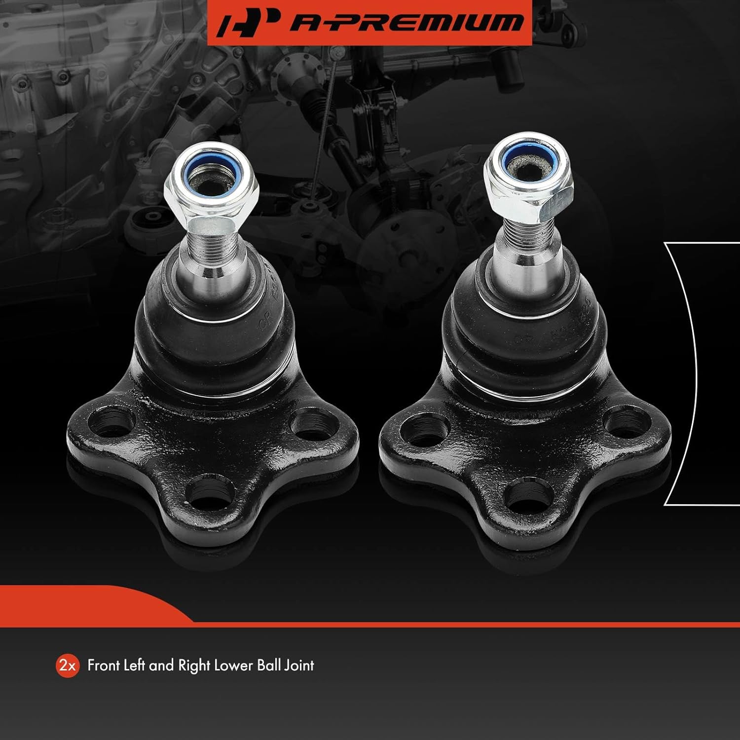 A-Premium 2 x Front Lower Ball Joint, Compatible with Volvo S60 2011-2015, S80 2007-2012, V60 2015-2018, V70 2008-2010