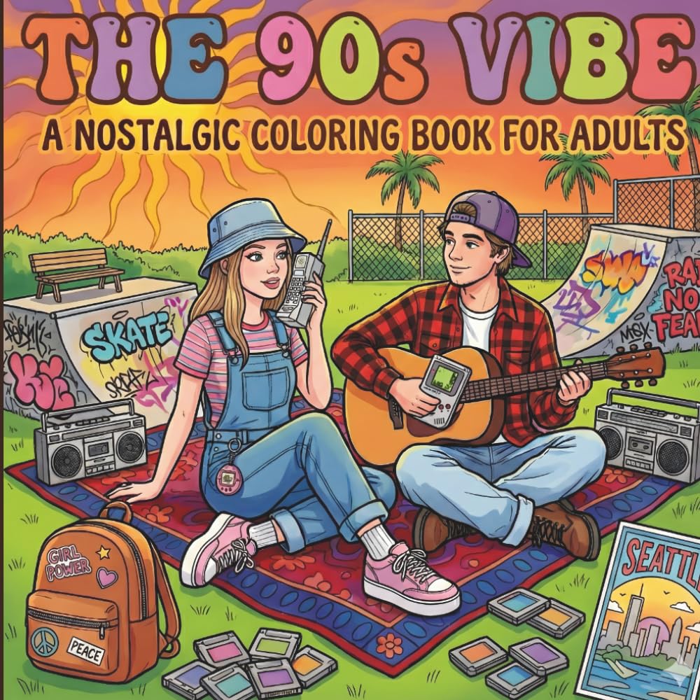 The 90s Vibe: A Nostalgic Coloring Book for Adults: Relax, Unplug, and Color Your Way Through Retro 90s Pop Culture, Chill Scenes & Feel-Good Nostalgia