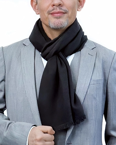 Cachecol masculino, cachecóis modernos de caxemira para homens inverno outono com franjas longas