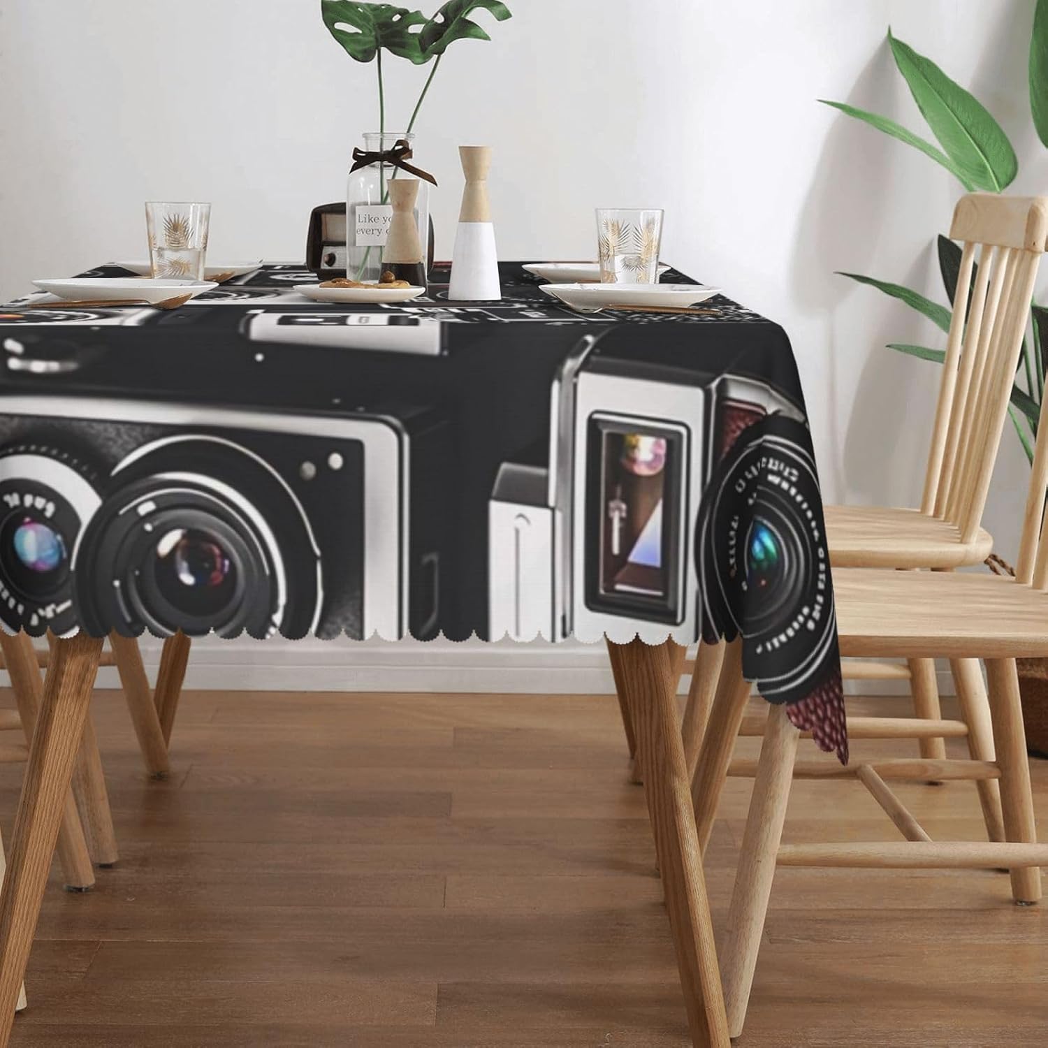 Retro Cool Camera Collection Tablecloth Stain and Wrinkle Resistant Washable Table Cover Rectangular Kitchen Table Cloth for Dinning Room Kitchen Picnic Patio Party Decor 54x72 Inch image 3