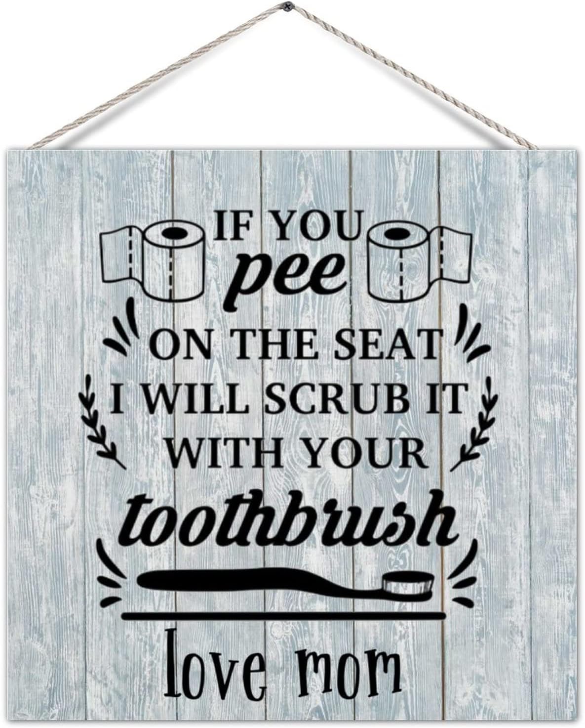 Farmhouse Bathroom Sign If You Pee on The Seat I Will Scrub It with Your Toothbrush Inspirational Wood Wall Plaque Wall Pediment Bathroom Board for Shower Room Washroom Bathroom Wall Decorations