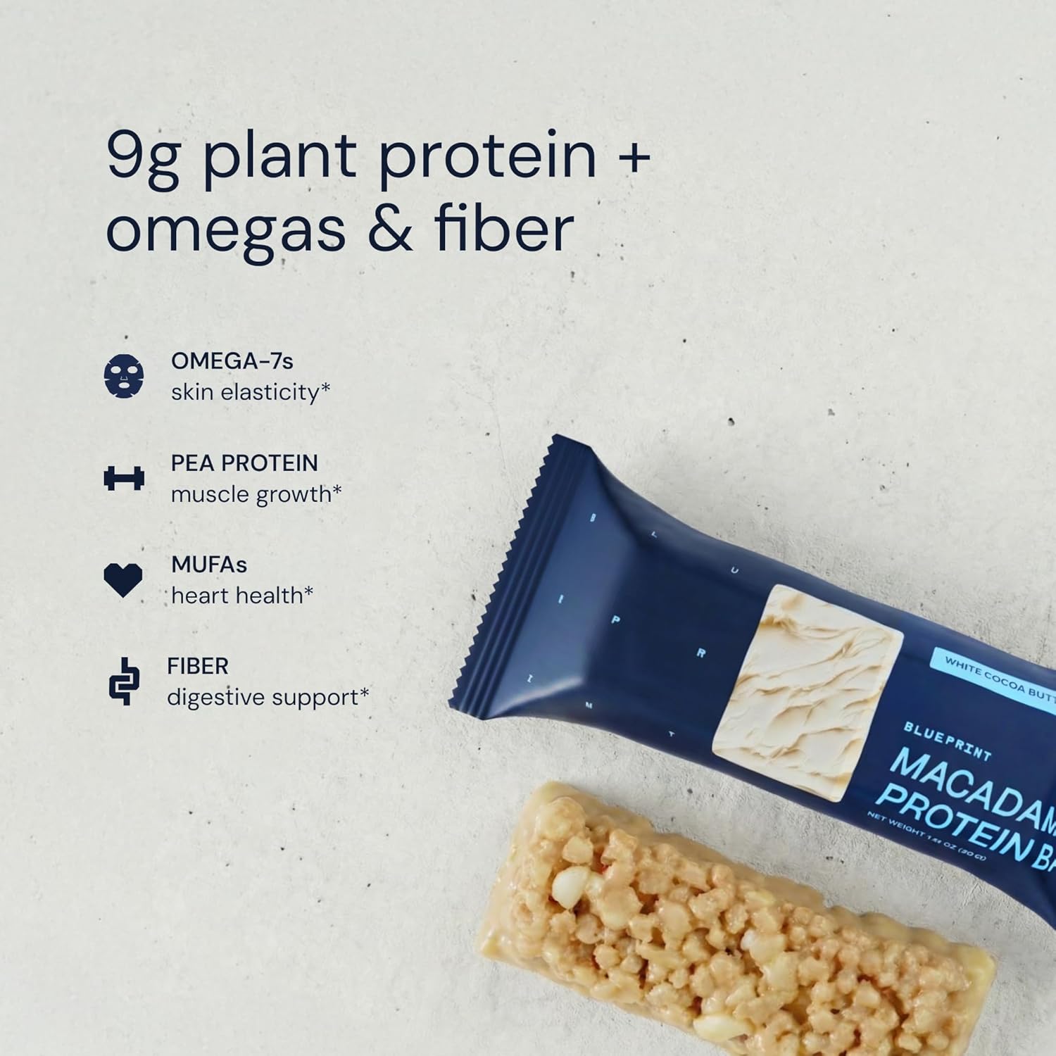 Blueprint Bryan Johnson Macadamia Nut Protein Bars – 9G Plant Protein – Vegan, Low Carb, Low Sugar, Keto-Friendly Snacks - Non-GMO, Raw Nut Bar, Natural Ingredients (White Cocoa - 12 Pack)