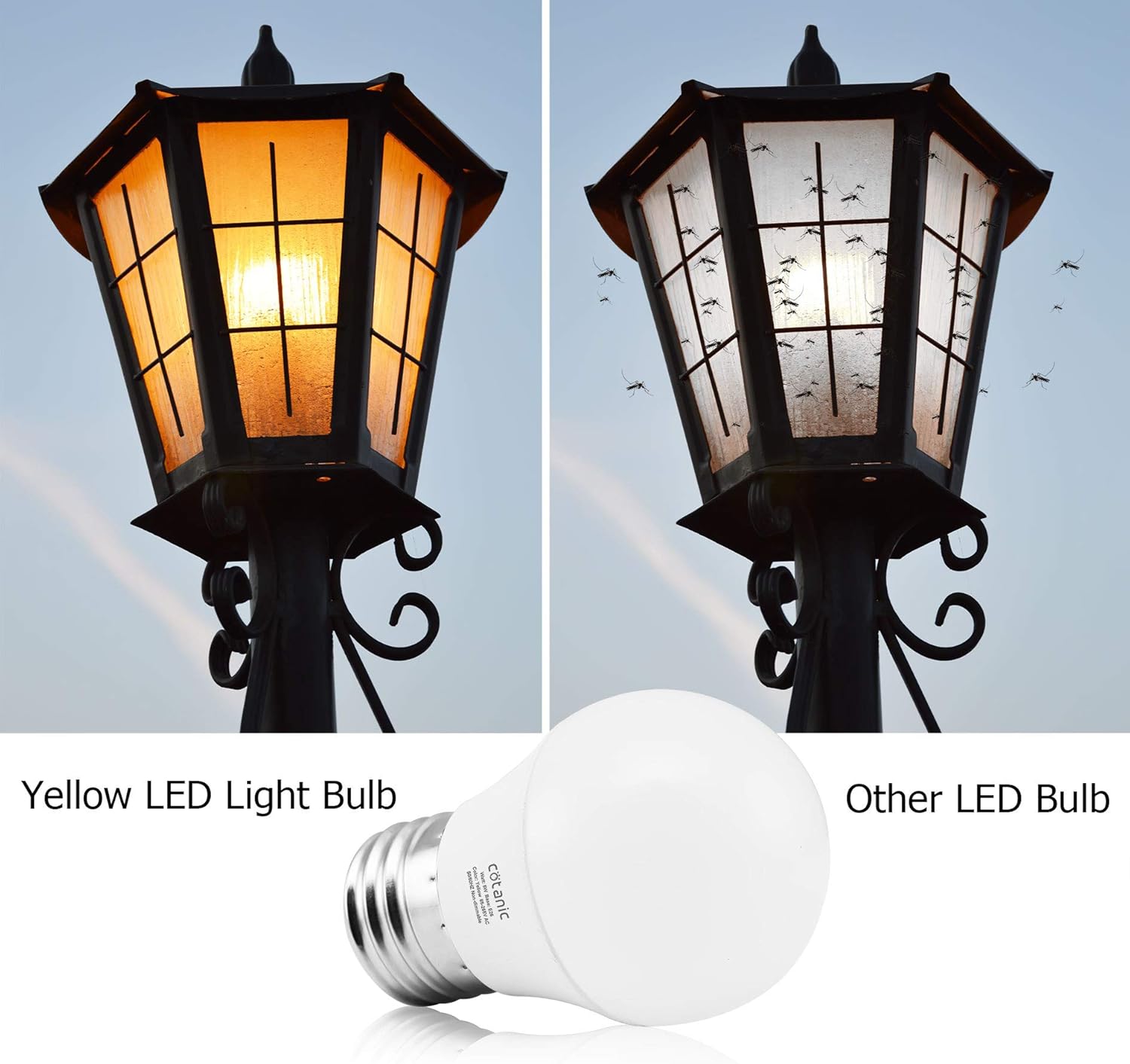 Exclusive Discount 🔥 A15 Yellow LED Bug Light Bulbs, Cotanic Amber Warm Bulb, Outdoor Porch Lights, 40W Equivalent (5W), E26 Medium Base, Non-dimmable, Night Light for Bedroom, 4 Pack