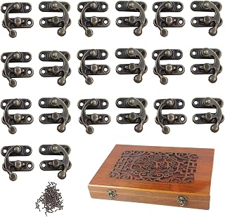 Lopsity 20PCS Right Latch Hook Antique Horn Lock Metal Lock Mini Vintage Buckle Antique Decor Jewelry Box Hardware Small Box Latch Hasps (A)