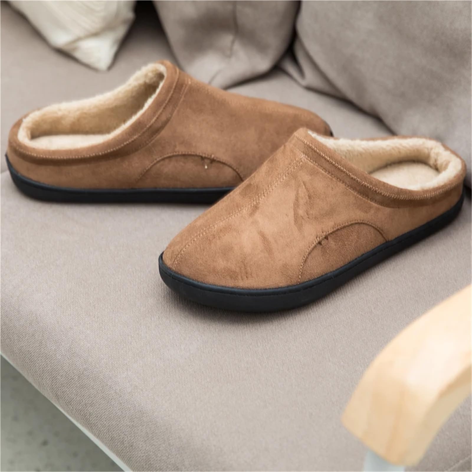 Pantofole da uomo Pantofole Da Casa Grandi Dimensioni 49 For Uomo Inverno Scamosciato Corto Peluche Uomo Pantofole Antiscivolo Camera Da Letto Coppia Morbide Scarpe Da Interno Uomo(Grey MS597,4748)