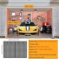 Vista 2 de Pantalla magnética para puerta de garaje de 10 x 9 pies, cortinas de pantalla manos libres, cierre de cubierta retráctil de fibra de vidrio