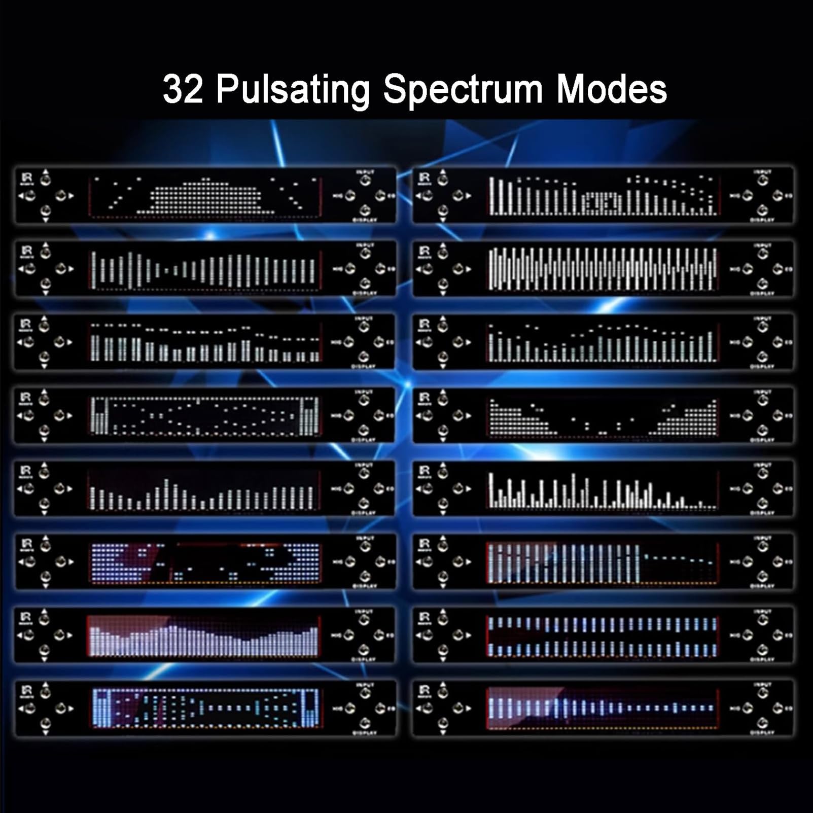 Égaliseur audio, égaliseur graphique stéréo 32 bandes avec télécommande, 12 modes de rythme, contrôle du volume, analyseur de spectre de musique pour studio d'enregistrement à domicile