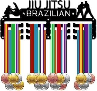 CREATCABIN Jiu Jitsu Brazilian Medal Holder Medal Hanger Display Rack Sports Metal Hanging Awards Iron Small Mount Decor for Wall Home Race Running Swimming Soccer Medalist Black 11.4 x 4.6 Inch
