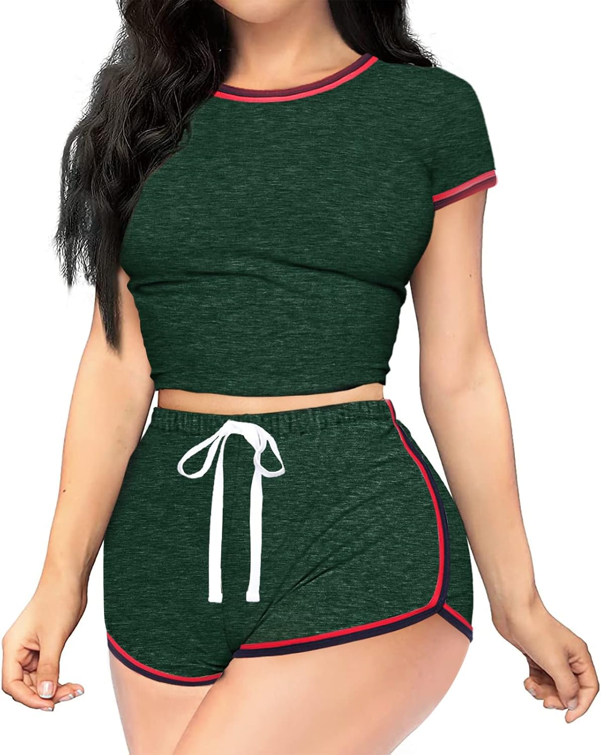 Two Piece Outfits for Womens Short Sleeve Sets Summer Sexy Active Tracksuits