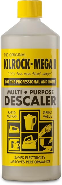 Kilrock Mega-K Multi-Purpose Descaler 1 Litre - Limescale Descaling for Kettles, Shower Heads & Coffee Machines - Biodegradable and Phosphate Free