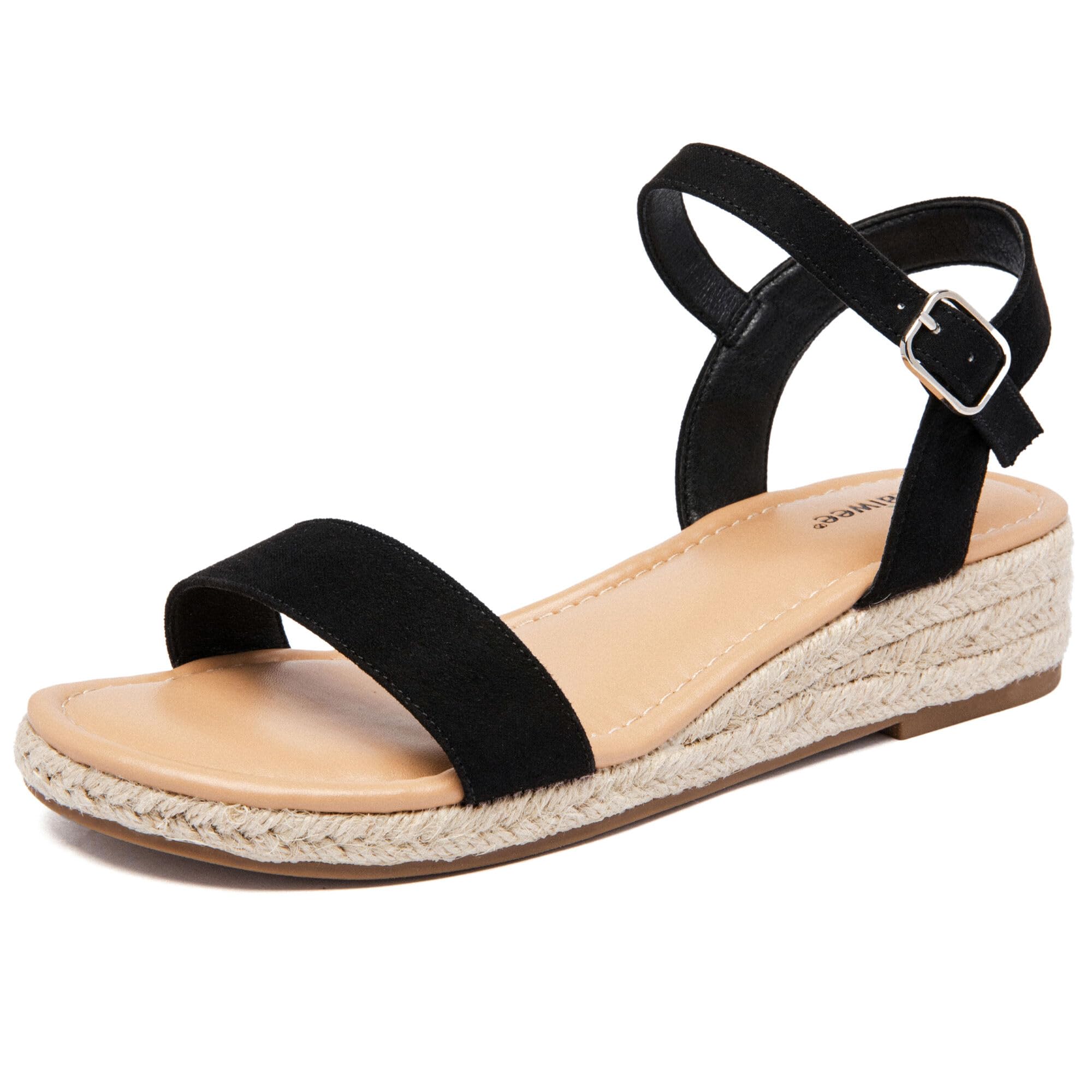 Ataiwee Sandales à talon compensé à plateforme pour femmes,Sandales Espadrilles Habillées d'Été à Bride de Cheville et Bout Ouvert