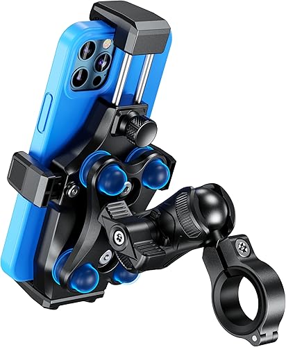 Kewig Soporte de teléfono para motocicleta con amortiguador de vibraciones y bloqueo seguro de alta velocidad, apto para teléfonos de 4.7 a 7.2 Kewig Soporte de teléfono para motocicleta con amortiguador de vibraciones y bloqueo seguro de alta velocidad, apto para teléfonos de 4.7 a 7.2