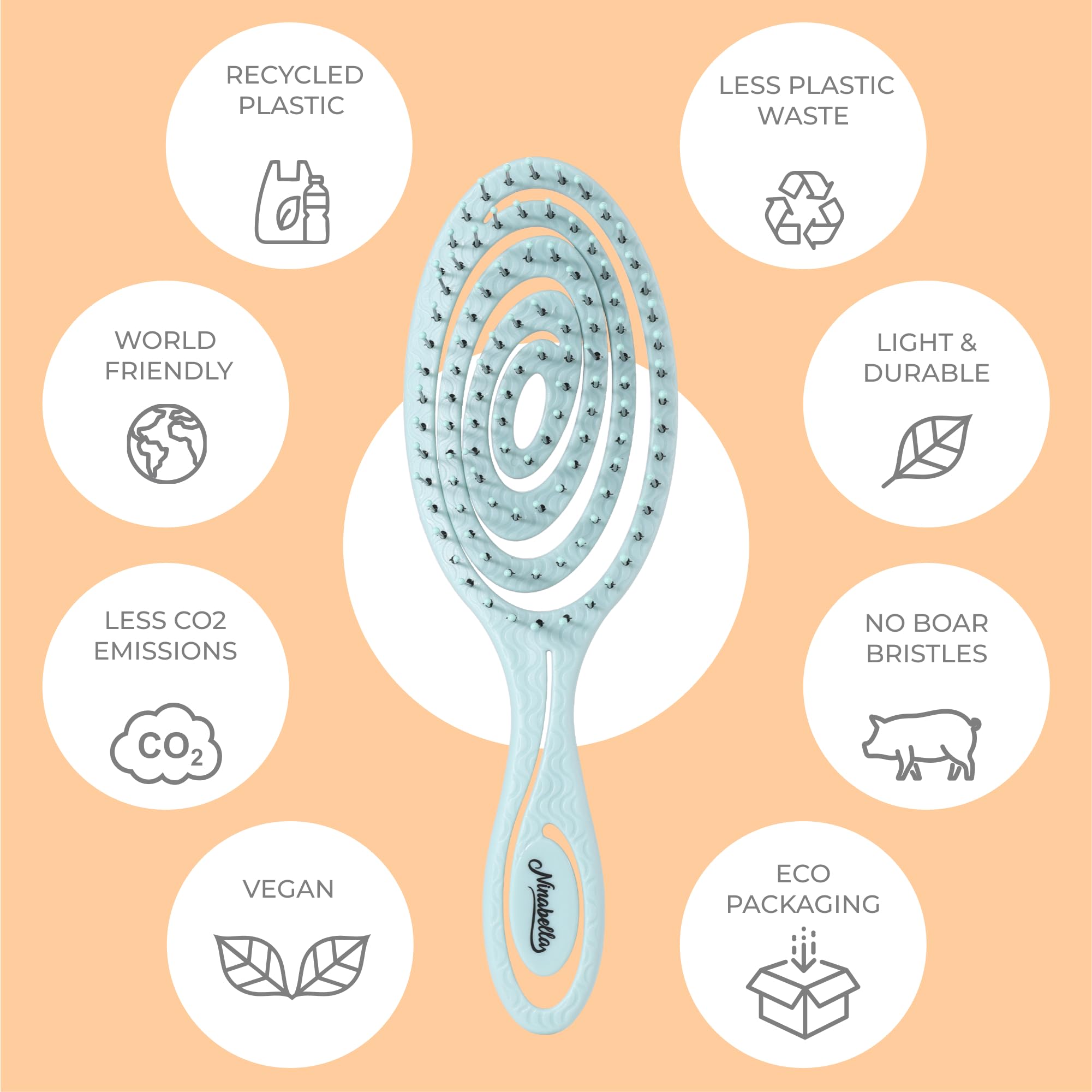 Ninabella Mini Detangling Hair Brush for Women & Men, Does not Pull, Removes Tangles, Brushes for Straight Curly & Wet Hair - Image 4