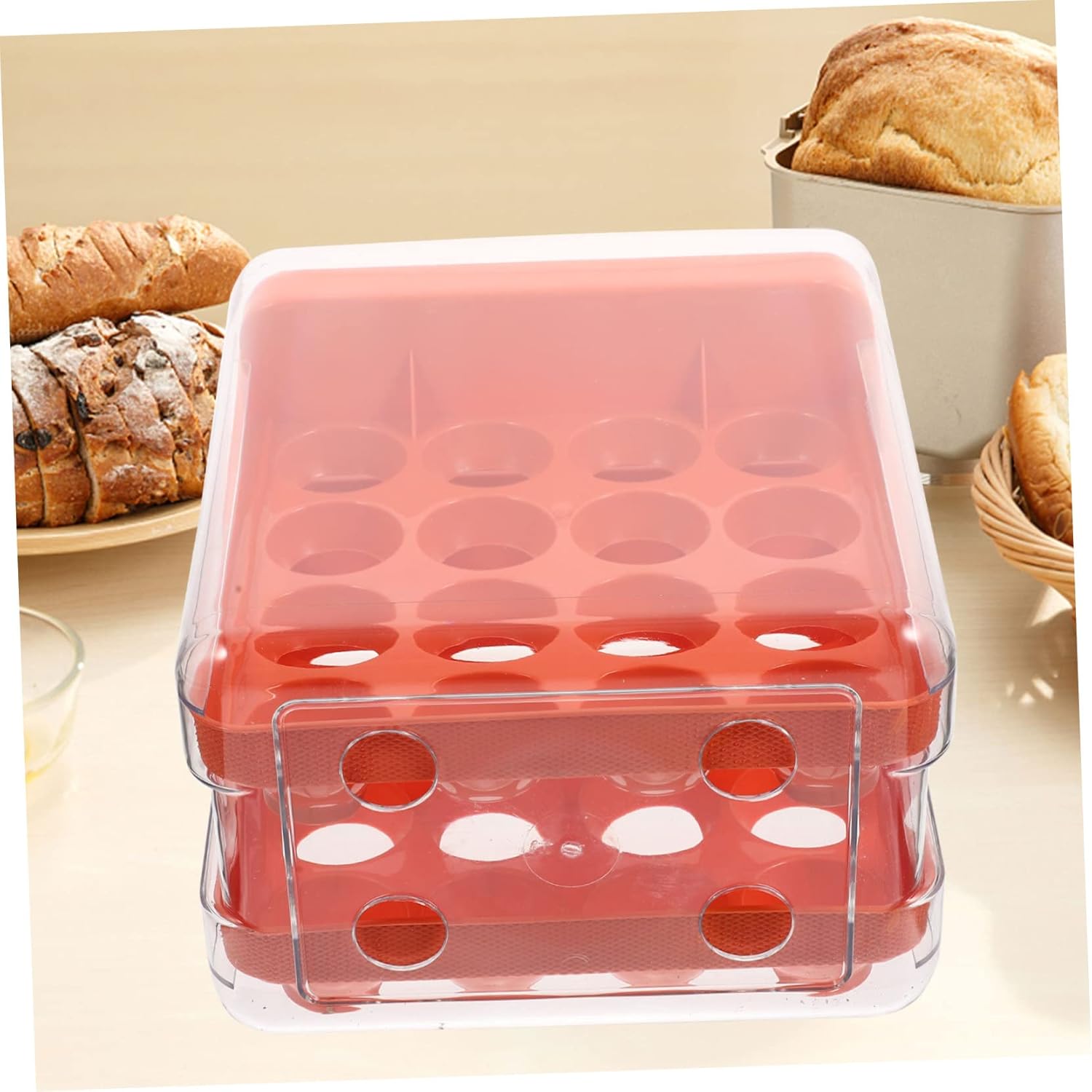 jojofuny 32grids Thickened Drawer-style Egg Box Fridge Egg Organizer Reusable Storage
