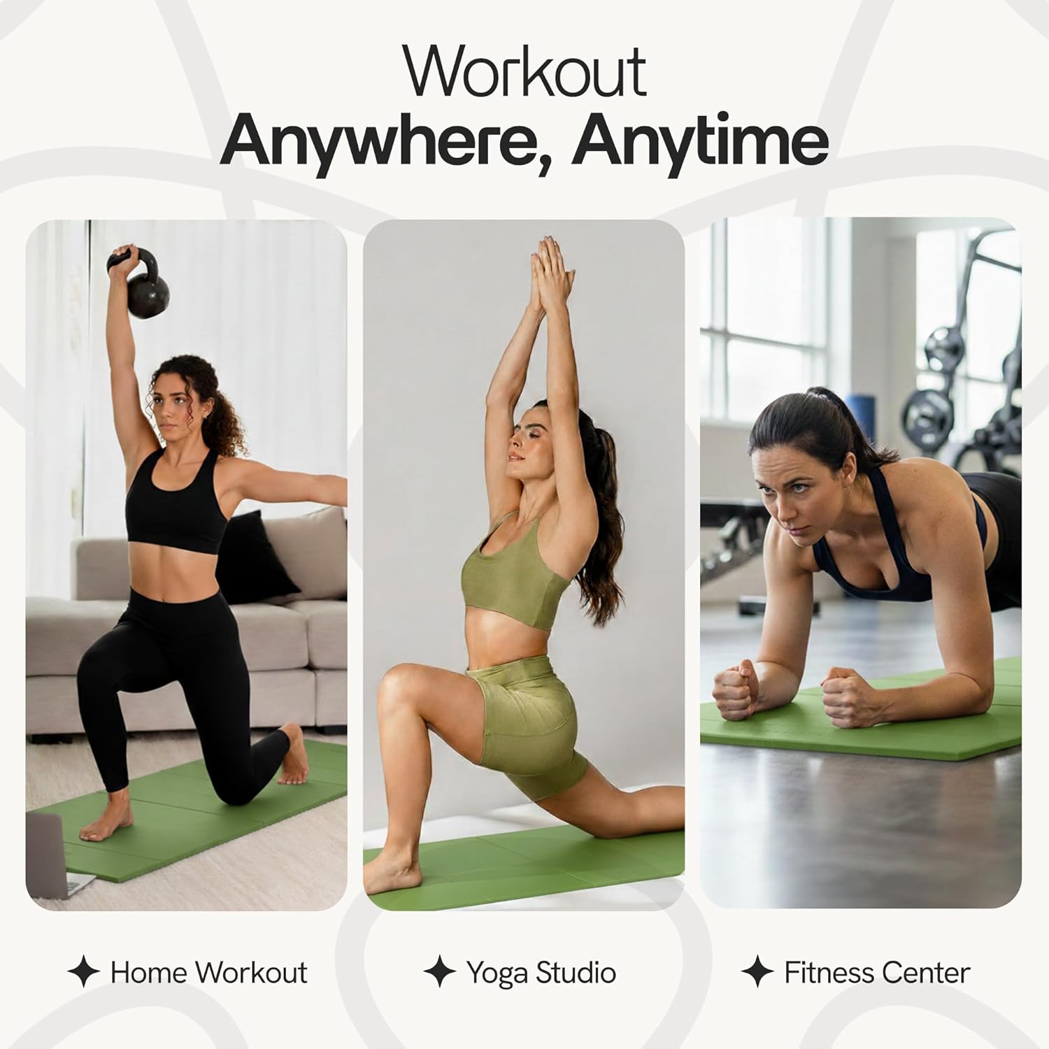 Folding Yoga Mat, TPE Folding Yoga Mat, Foldable Exercise Mat for Yoga, Pilates, Floor Workouts, Compact Design, Travel Friendly, Ideal for Home & Gym, Knee pad, Kneeling pad, No Roll Mat