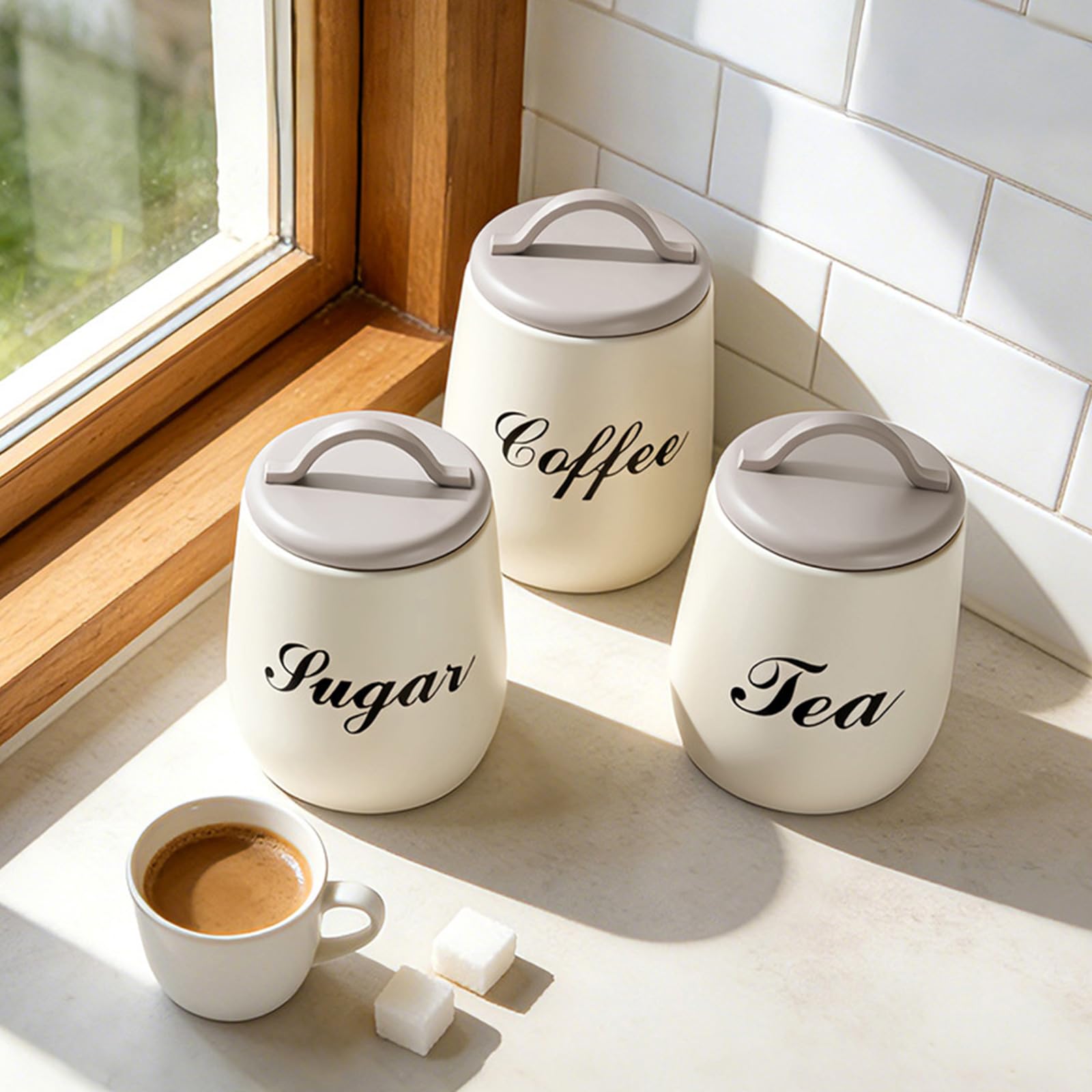 Moderno tarro de almacenamiento de cocina para café y productos secos, prácticos botes para conservar café, té y alimentos secos, tarros de organización de cocina