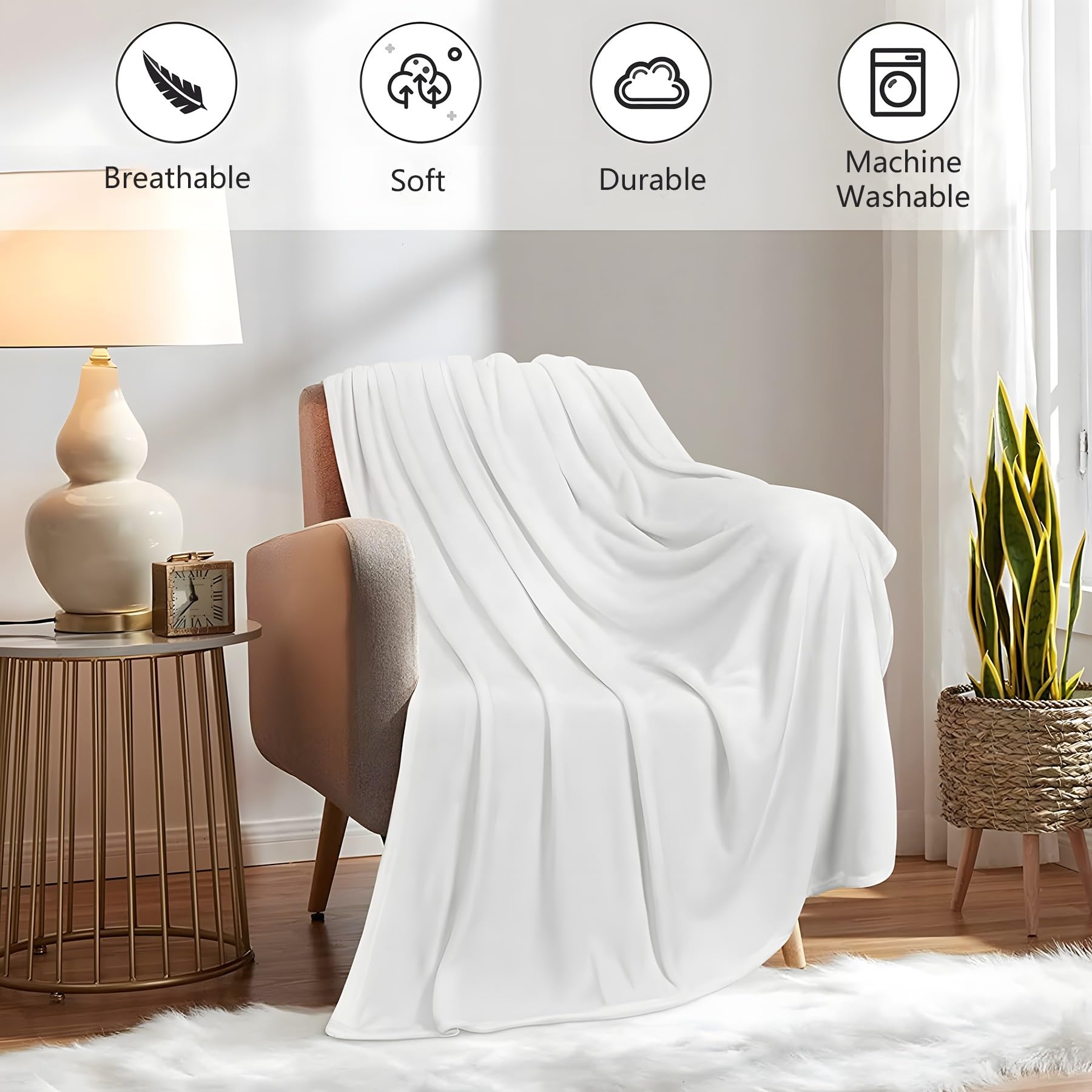 Ramas de bambú y golondrinas Manta, Estilo Natural de Pincel Libre Mantas de Franela de Microfibra 200×230 CM, Ligero, Suave, Esponjoso y Termica, Manta para Sofás, Camas, Sillones Reclinables, etc