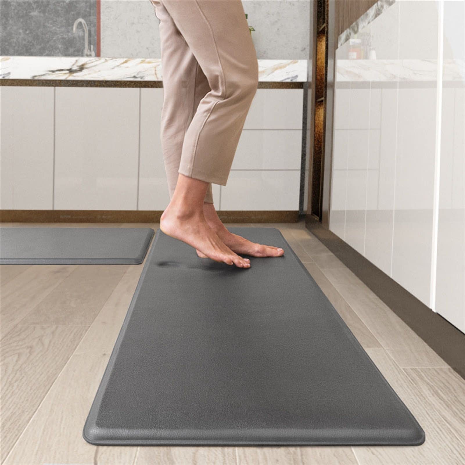 Alfombra de Cocina amortiguada Anti-Fatiga Alfombra, Estera de Cocina de Cuero, esteras y alfombras Impermeables Antideslizantes y alfombras, Estera de Confort ergonómico