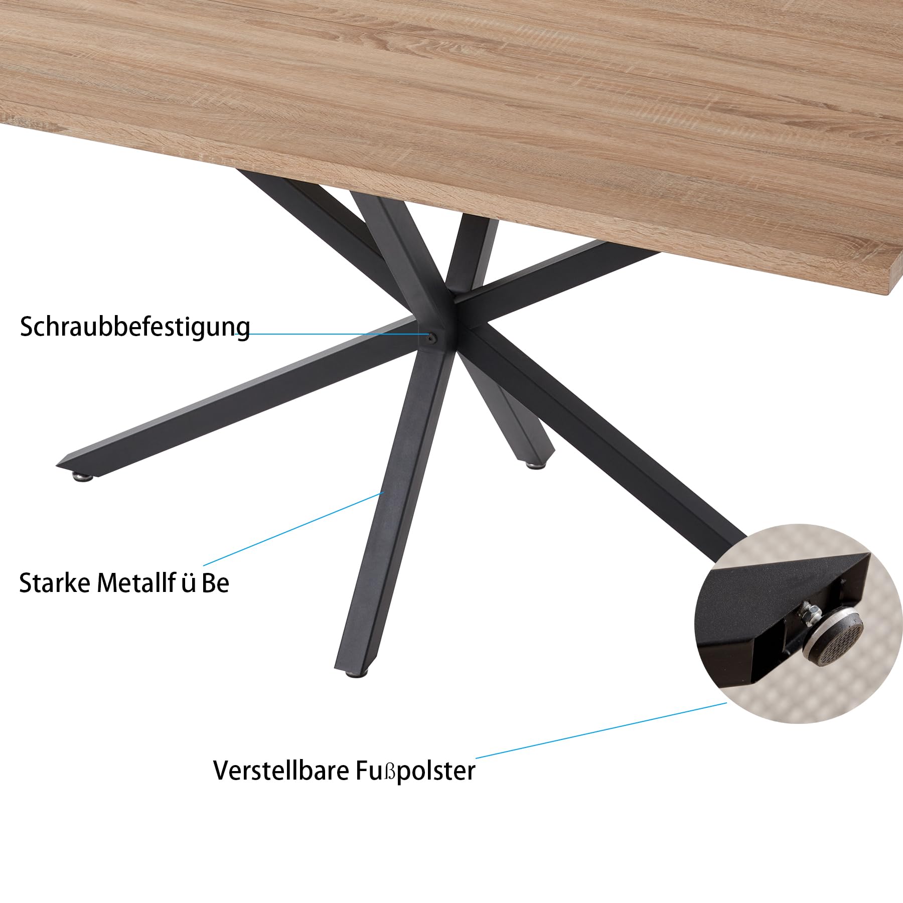 Tavolo da Pranzo con 4 Sedie, Set da Pranzo, 140 * 78 * 77 cm, Tavolo da Pranzo Rettangolare in Legno, 4 Sedie con Schienale Alto, Gambe in Metallo Nero, 4 Sedia Beige