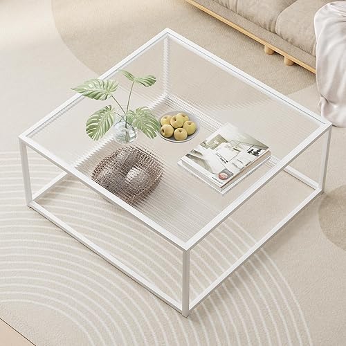 Miniatura 9 de Mesa de café de vidrio moderna, mesa central minimalista, mesa de café para sofá y bandeja de té para sala de estar, superficie de vidrio templado