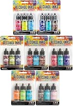 Tim Holtz Adirondack Alcohol Inks - 7 Packages - 21 Ink Bottles total Dockside Picnic, Summit View, Retro Cafe, Nature Walk, Cabin Cupboard, Mariners, Farmer's Market