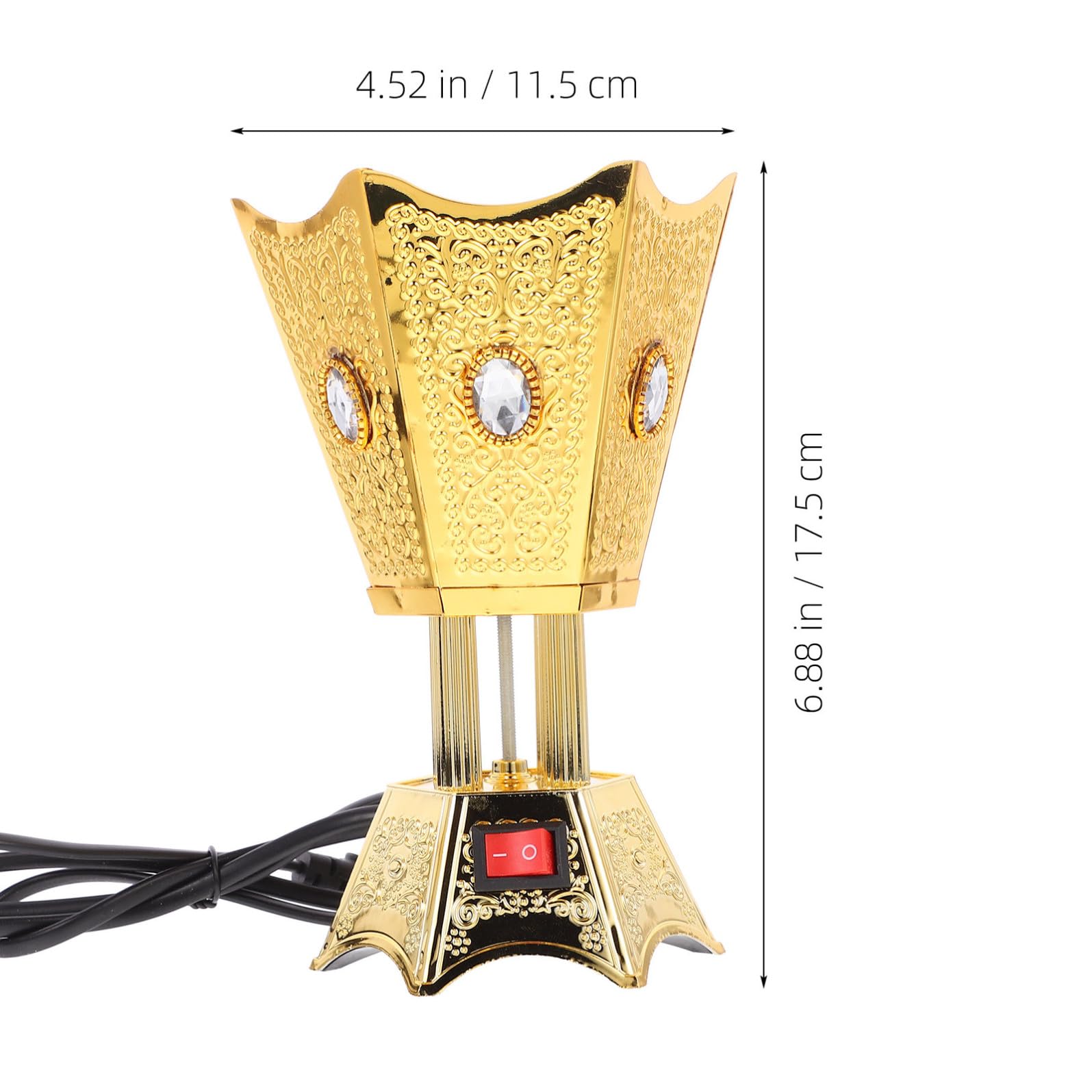 Bruciatore Incenso Elettrico Retrò in Ferro Oro per Casa | Uso 220v, Finitura in Plastica e Ferro, per Camera da Letto e Soggiorno, Aspetto Ricercato