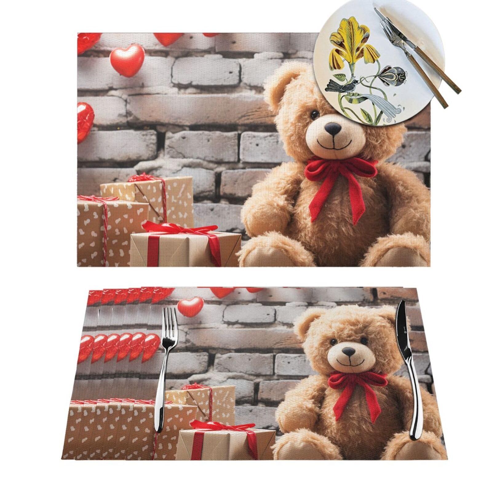 Sets de table tissés en PVC motif ours mignon de 45,7x30,5 cm pour repas