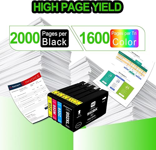 Miniatura 4 de greencycle No refabricados Cartuchos de tinta negra 952XL de repuesto para impresoras HP 952 952XL, 2 unidades de alto rendimiento compatibles con