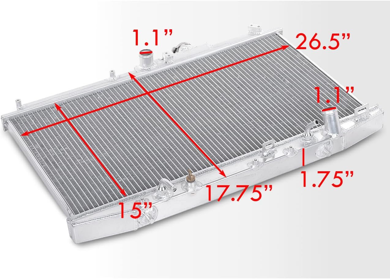 AJP Distributors Single Core 1-Row Full Aluminum Radiator Engine Motor Cooling Upgrade Compatible/Replacement For Accord DX/LX/EX/SE 4CYL 2.3L l4 F23A1 / F23A4 / F2345 CG CG1 CG6 FWD 98 99 00 01 02