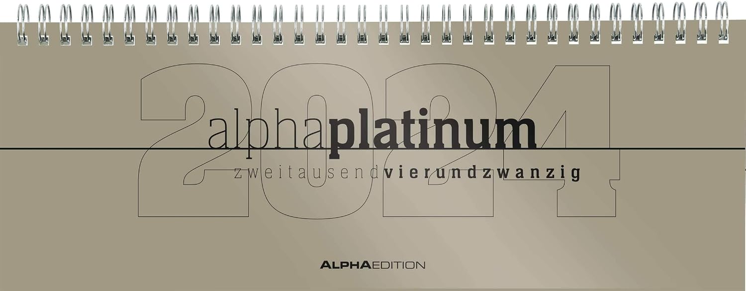 Table Landscape Calendar Alpha Platinum 2024 - Office Planner 29.7 x 10.5 cm - Table Calendar - 1 Week 2 Pages - Platinum - Ring Binding - Alpha Edition      Calendar – Desk Calendar, May 1, 2024