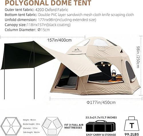 Miniatura 7 de Tiendas inflables grandes para 81012 personas para acampar, tiendas inflables de 4 estaciones con dosellluvia, casa de campaña inflable de lujo con