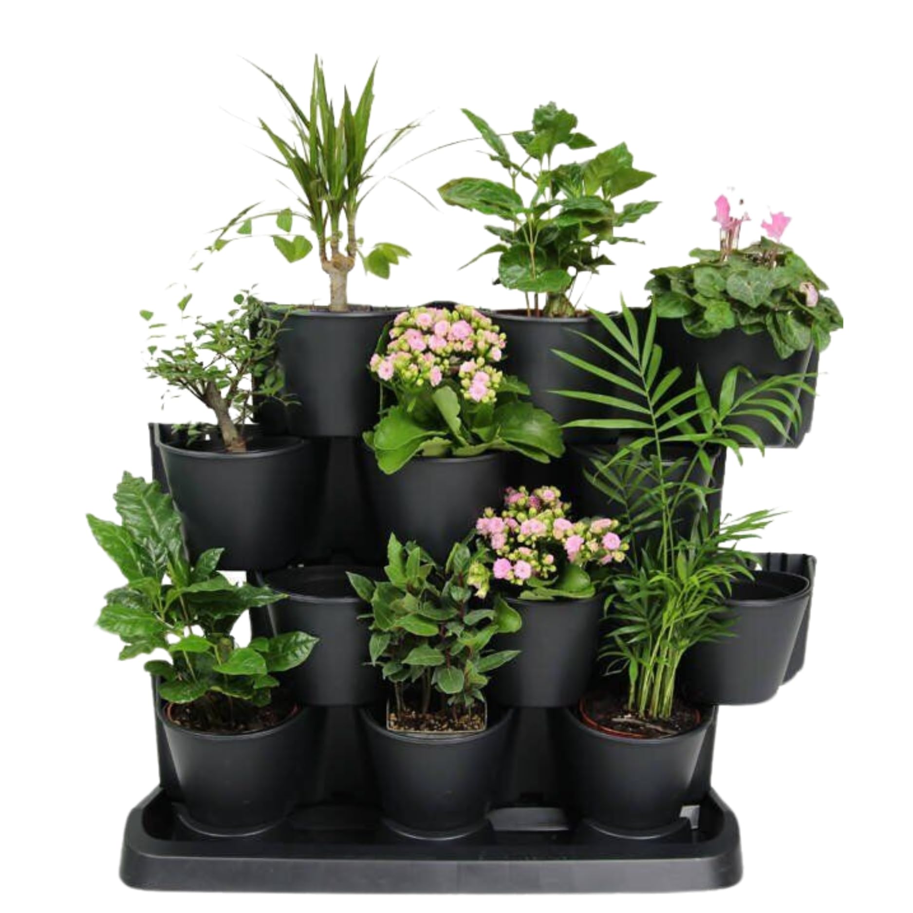 B2C Vertical Standing Garden Flower Pots Cascade Balcony Anthracite Plant Tabletop Free Standing Planter Modular Home Garden