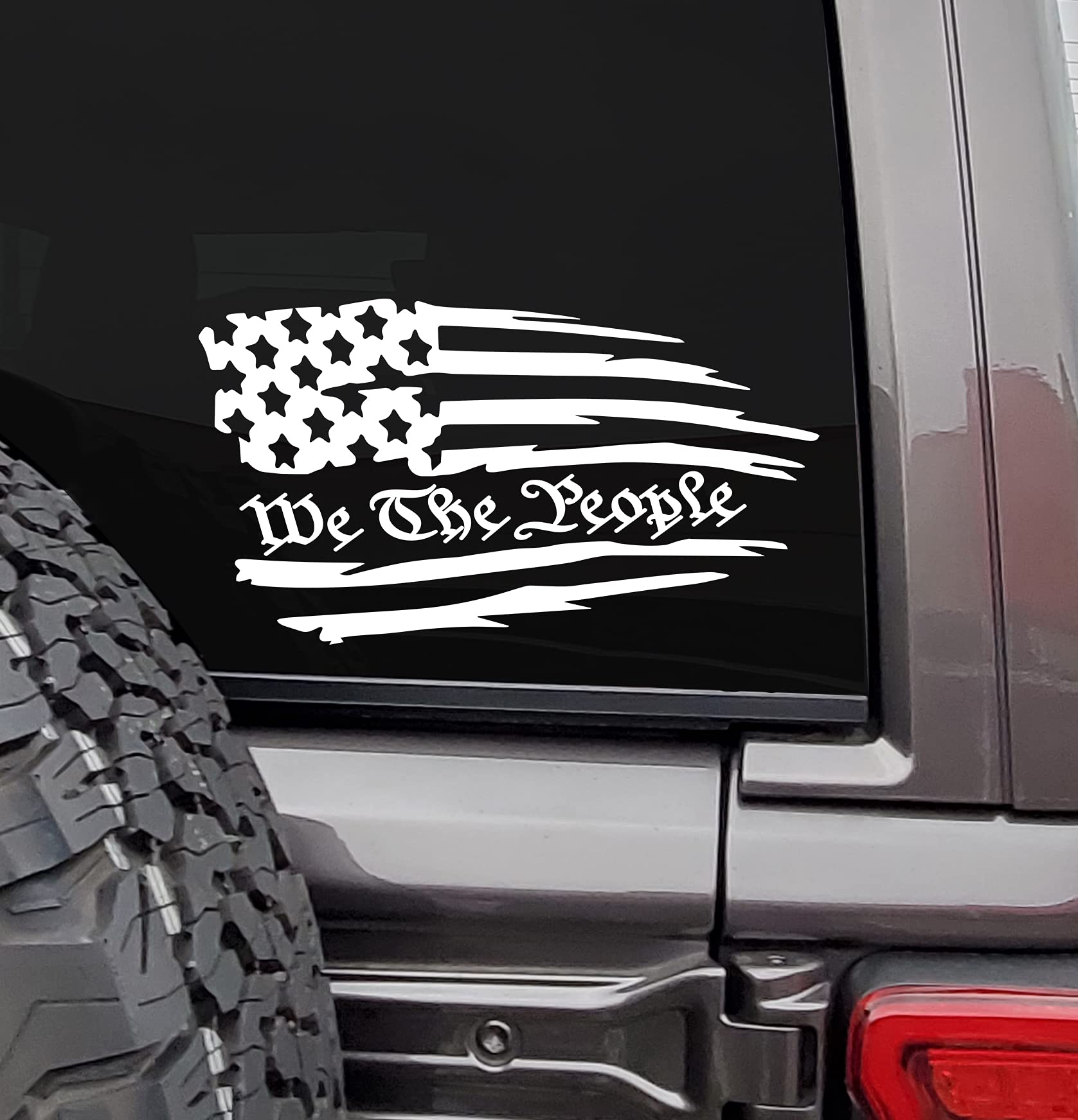 MAZ Distributions We The People Decal Sticker Cars Trucks Vans SUVs Windows Walls Cups Laptops, Personalized Decoration Decal to Highlight Yourself | White 7.5 X 4.2" inch MAZ-413