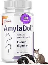 Pets Dolfos AmylaDol 90 Compresse Enzimi digestivi Naturali: Amilasi, Lipasi e Proteasi. Alimento complementare dietetico in Caso di disturbi digestivi dei Cani e dei Gatti
