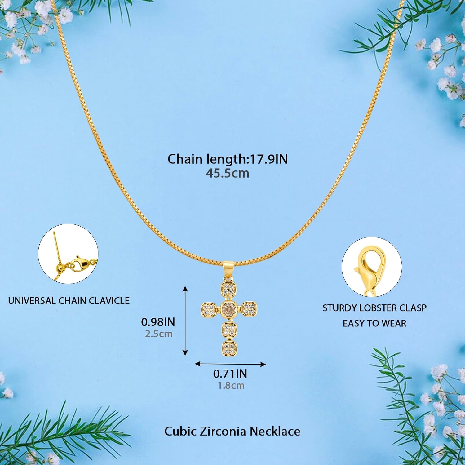 Cross Necklace for Women, 18K Gold Plated Trendy Cross Charm Necklace Jewelry Gifts for Women,Faith Cross Jewelry First Communion Necklace - Image 2