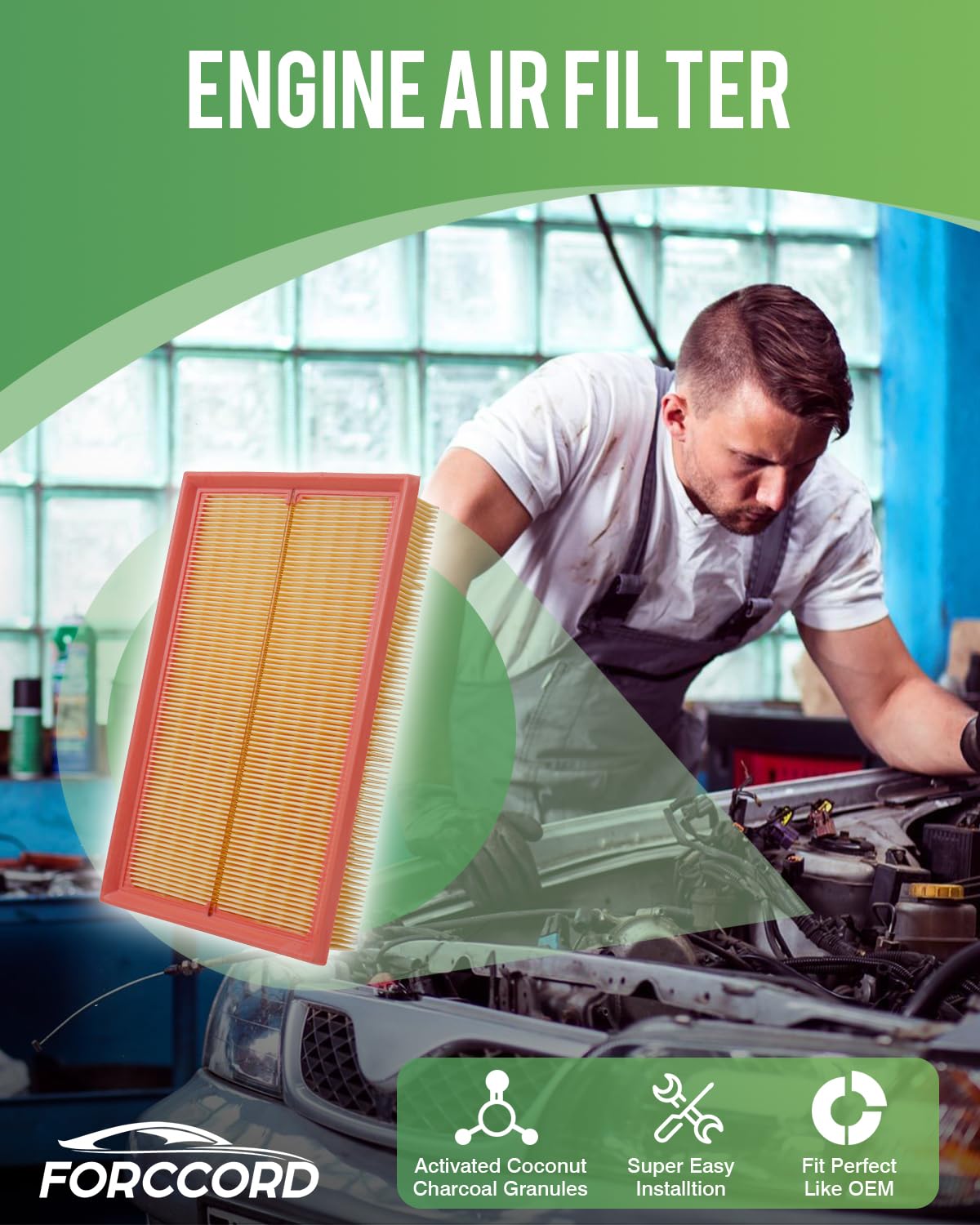 2-Pack Engine Air Filter Fits for 2024-19 Volkswagen Jetta 2024-22 Taos 2021-19 Golf 2019 Golf SportWagen Air Filter — view 2