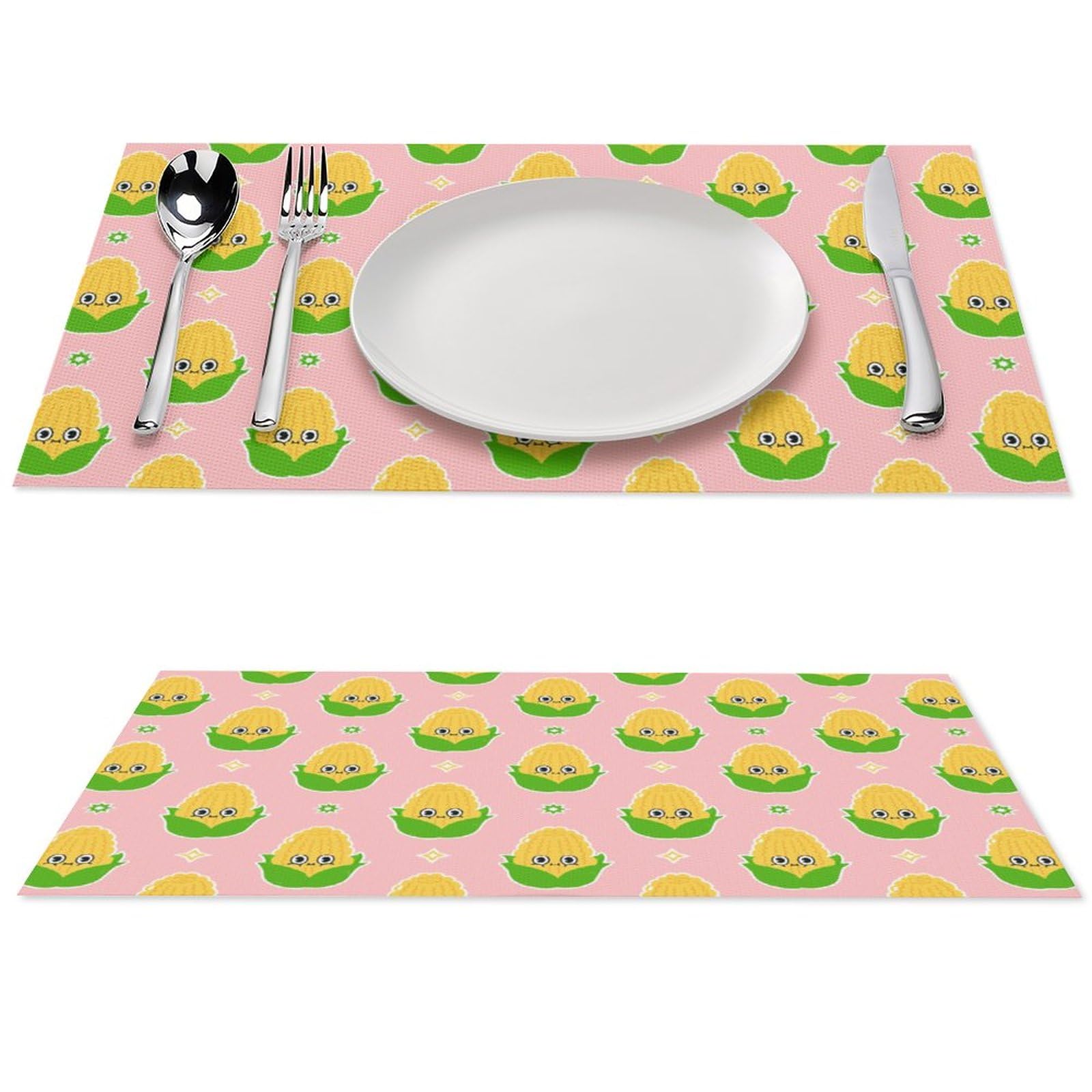 Fresh Ripe Corn Cobs Pattern Placemats Set of 1 PCS Washable Table Runner 18" X 12" Place Mats for Kitchen Party Dining Decoration