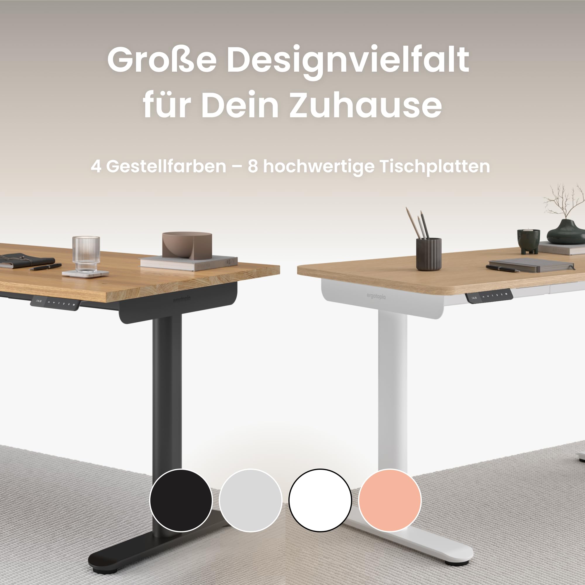 Ergotopia Desktopia One höhenverstellbarer Schreibtisch | elektrischer Schreibtisch höhenverstellbar | Bürotisch höhenverstellbar, Verstellbarer Tisch TÜV-geprüft, 7 Jahre Garantie 160x80 cm