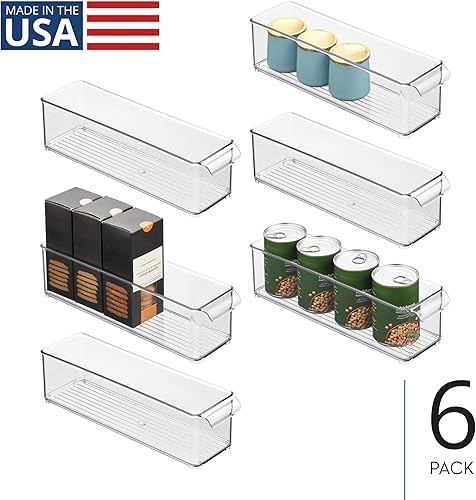 Miniatura 2 de iDesign Cubo de almacenamiento apilable para refrigerador o congelador con asa frontal, juego de 6, transparente, fabricado en los Estados Unidos