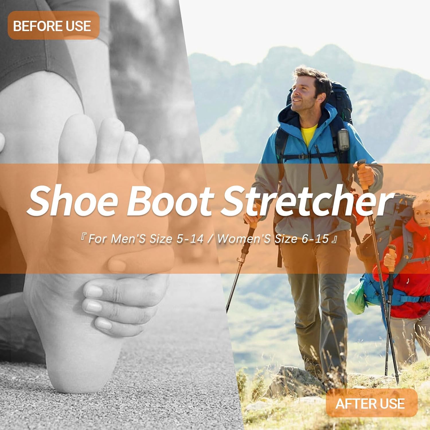 Shoe Stretcher Men Women, Boot Stretcher Men Women, 2 PCS Adjustable Width and Length, Shoe Boot Stretcher for Wide Feet (Size:Men's 5-9;Wm's 6-10)