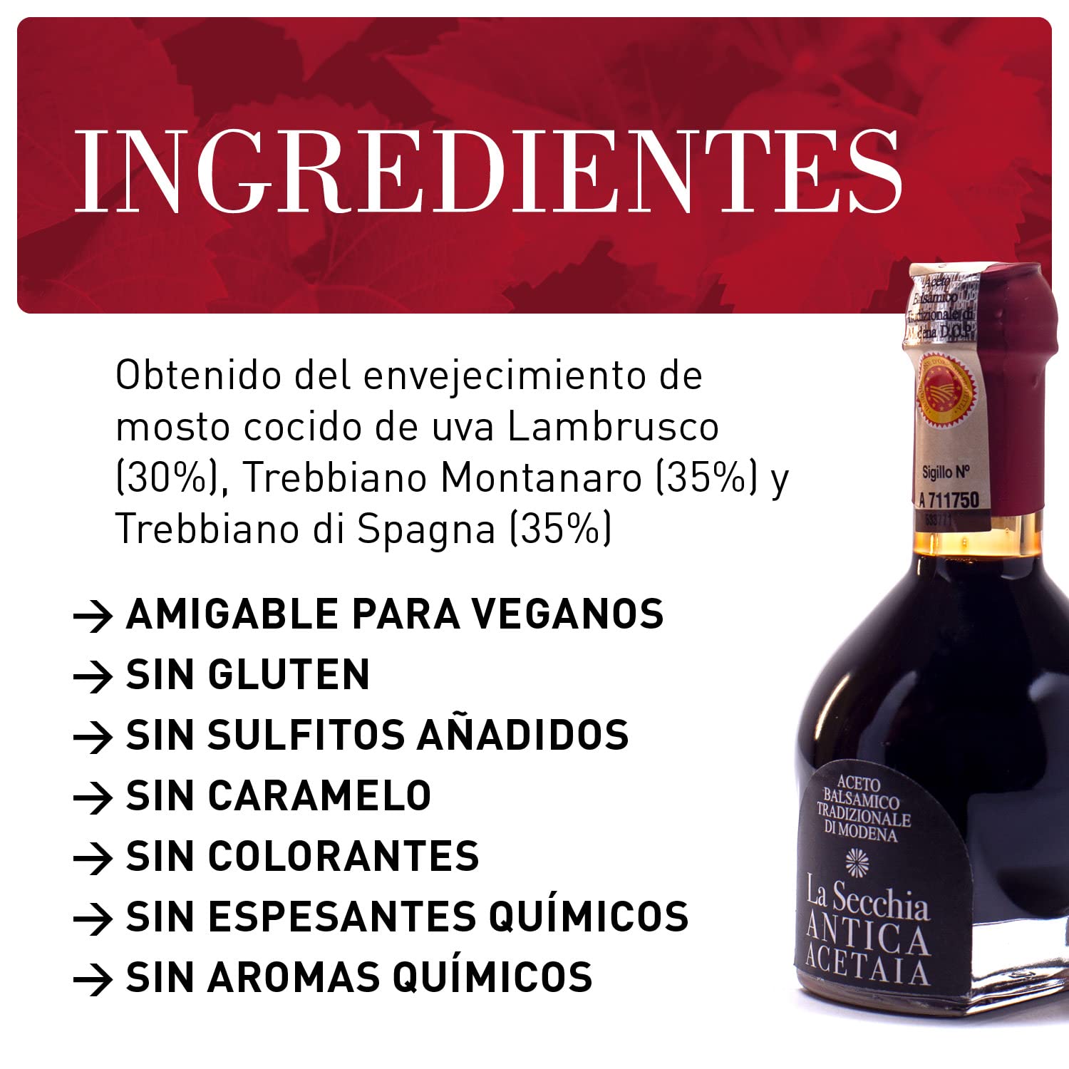 La Secchia - "Affinato", Vinagre Balsámico Tradicional de Módena DOP, Envejecido Mínimo 12 Años, Botella 100 ml con Estuche y Dosificador de Vidrio Soplado, Idea de Regalo
