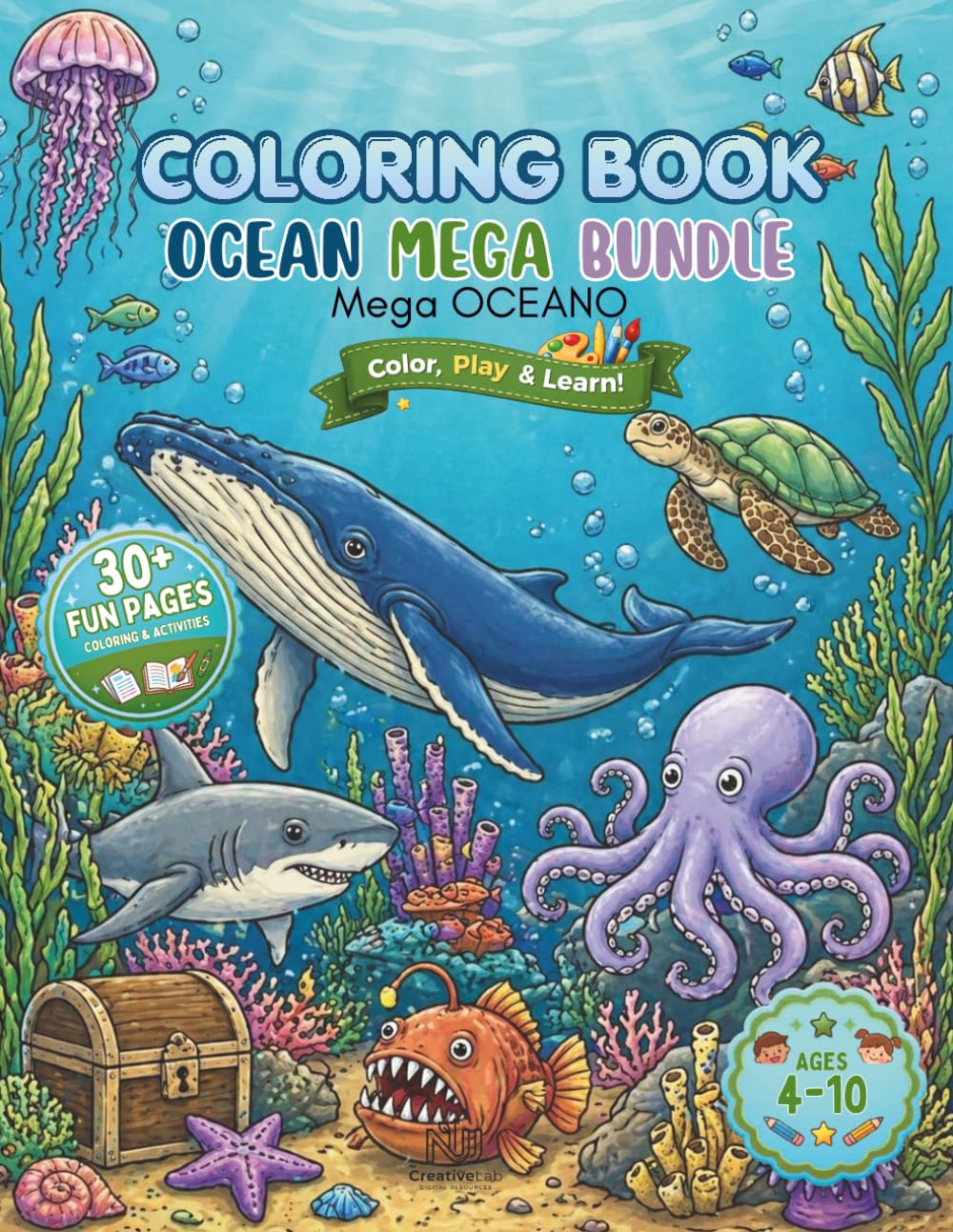 OCEAN MEGA BUNDLE: Coloring Book - Vol.8: The Ultimate Marine Life Collection: Invertebrates, Coral Reefs, Turtles, and Ocean Secrets.