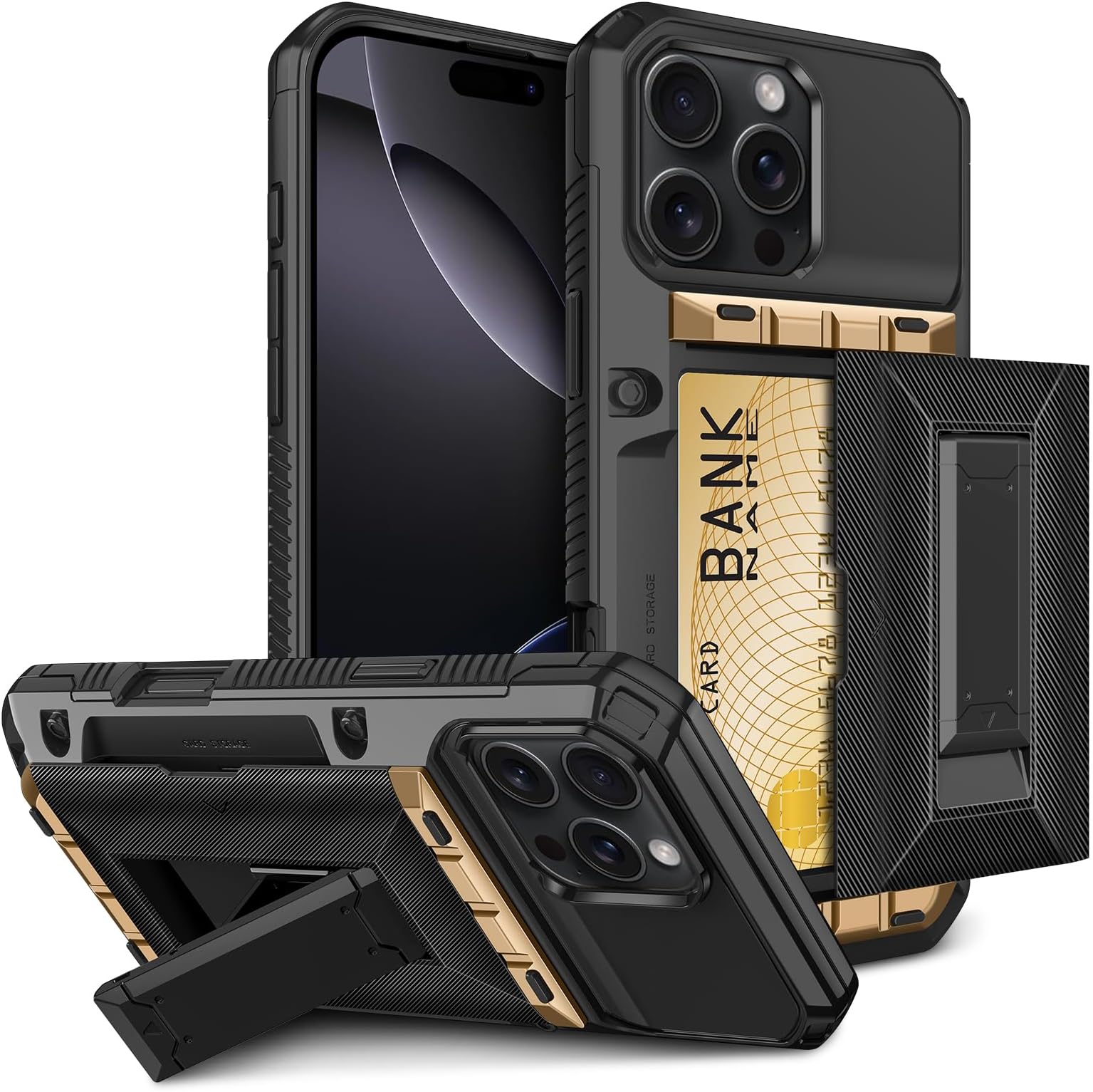 ATATOO For IPhone 15 Pro Case Wallet, Built-in Card Holder