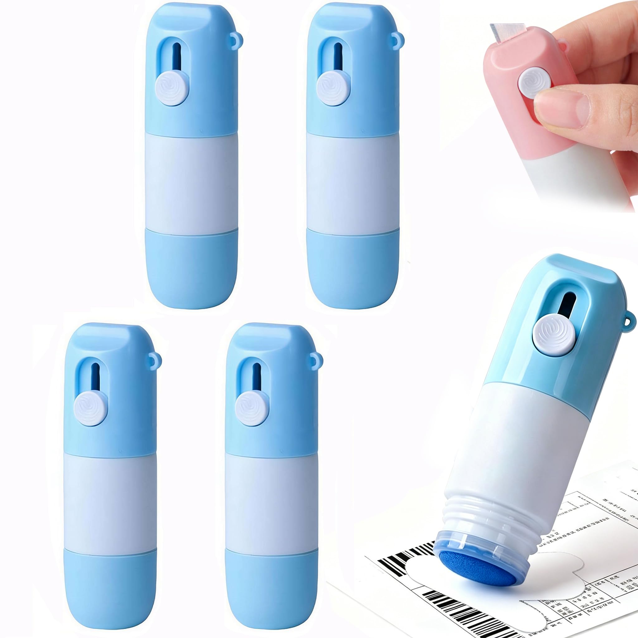Penna per cancellare la carta termica, taglierina 2 in 1 per la privacy, liquido di rimozione dell'inchiostro a base d'acqua per etichette di spedizione, documenti, ricevute, copertura accurata delle