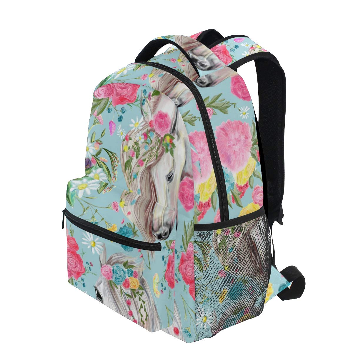 Sac à Dos d'école de Cheval et de Fleur pour Le Sac de Voyage d'enfants de Filles de garçons