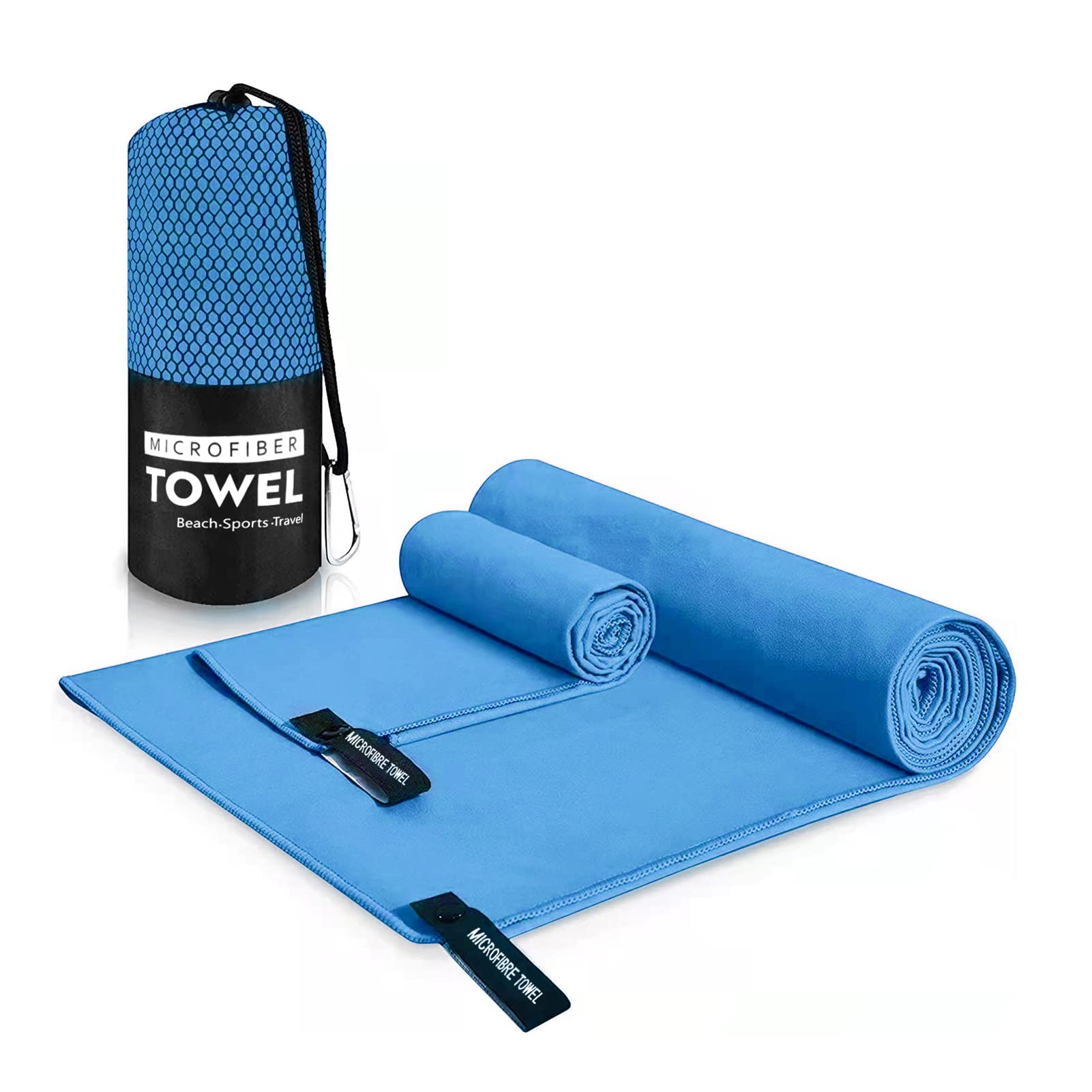 Asciugamano in microfibra, compatto, ultra leggero e ad asciugatura rapida, ideale per sport, palestra e spiaggia, telo da campeggio e teli da bagno (S 40 x 80 cm, blu)
