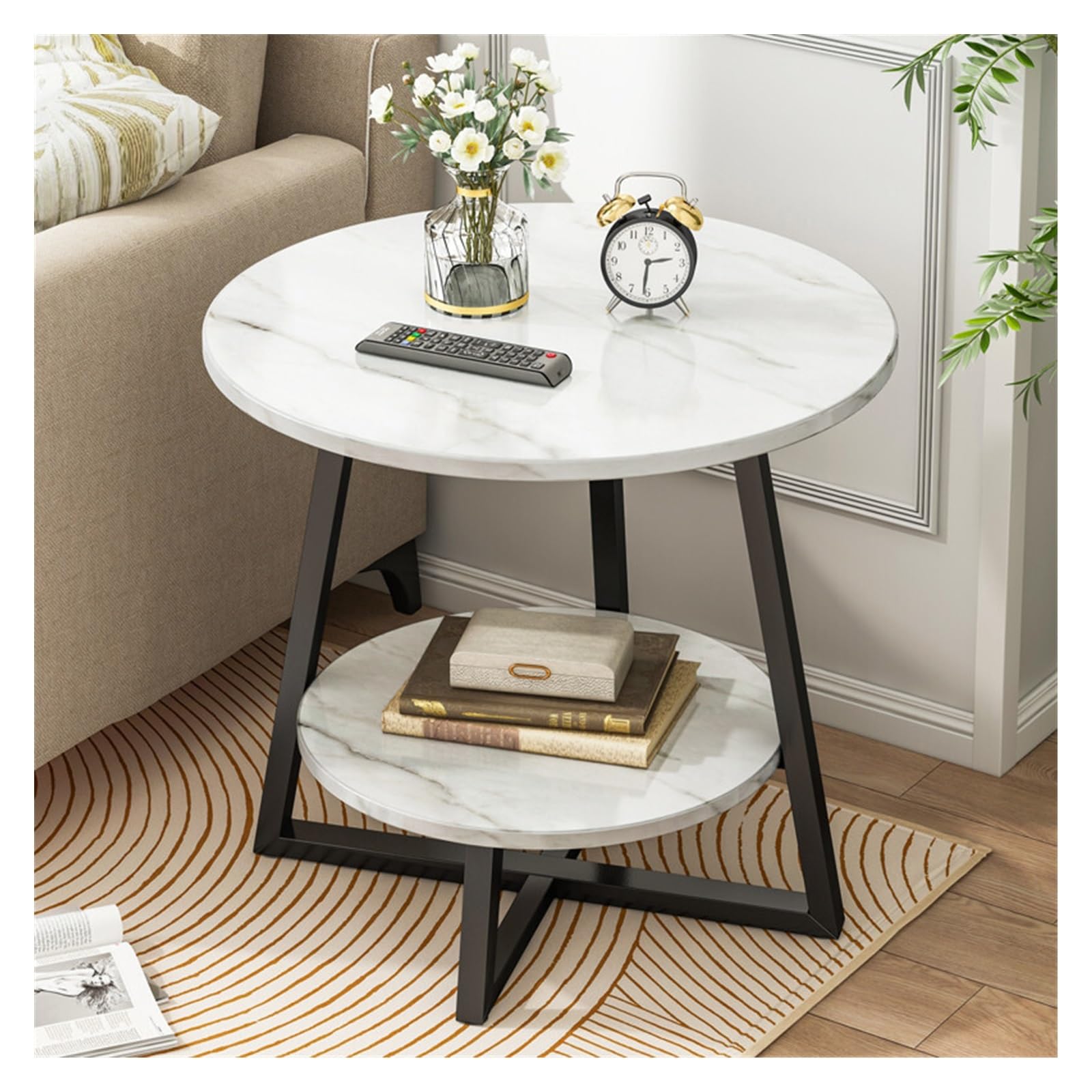 Table basse ronde 60cm et table d'appoint de salon ou bout de canapé chambre